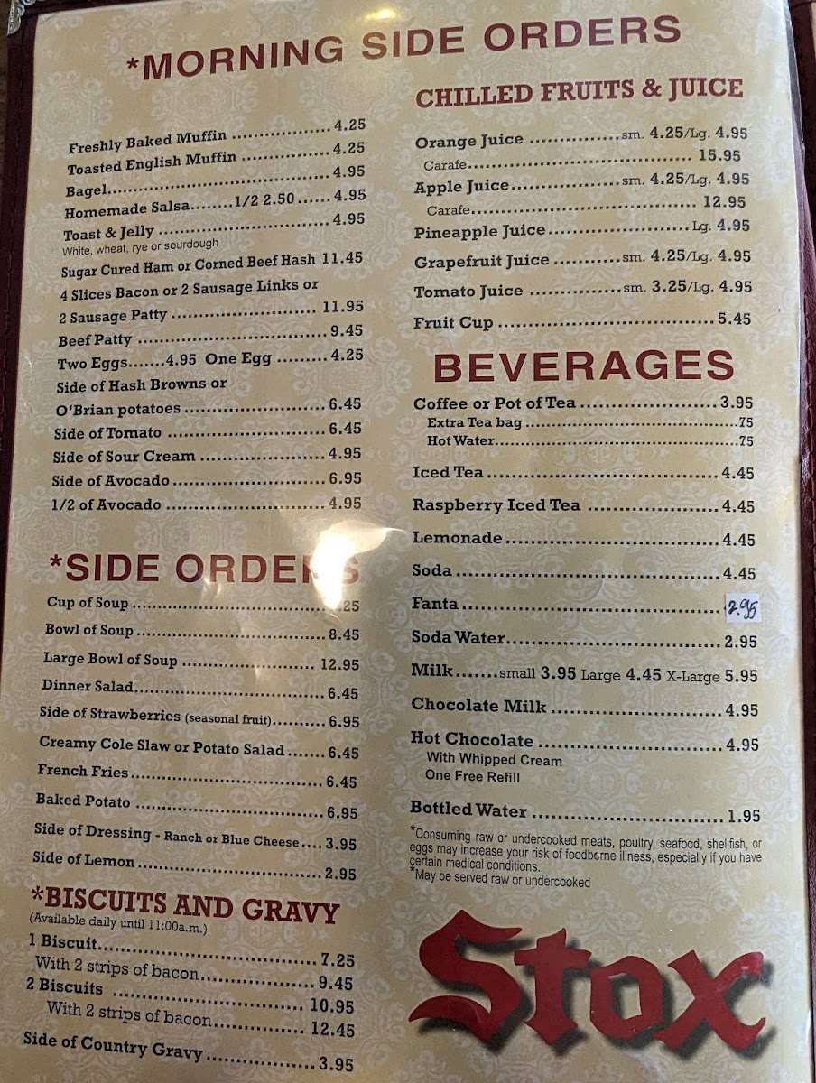 Stox Restaurant Bakery & Bar Menu - Image 2